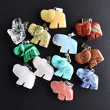 Elephant Shape Natural Stone Charms Pendant for Necklaces 12pcs/lot