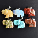 Elephant Shape Natural Stone Charms Pendant for Necklaces 12pcs/lot