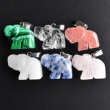 Elephant Shape Natural Stone Charms Pendant for Necklaces 12pcs/lot