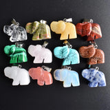 Elephant Shape Natural Stone Charms Pendant for Necklaces 12pcs/lot