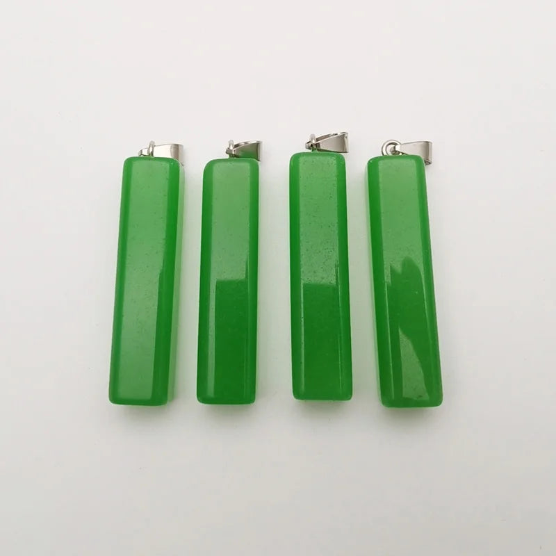 6Pcs Natural Malay Jade Stone Pendant Pillar for Jewelry Making
