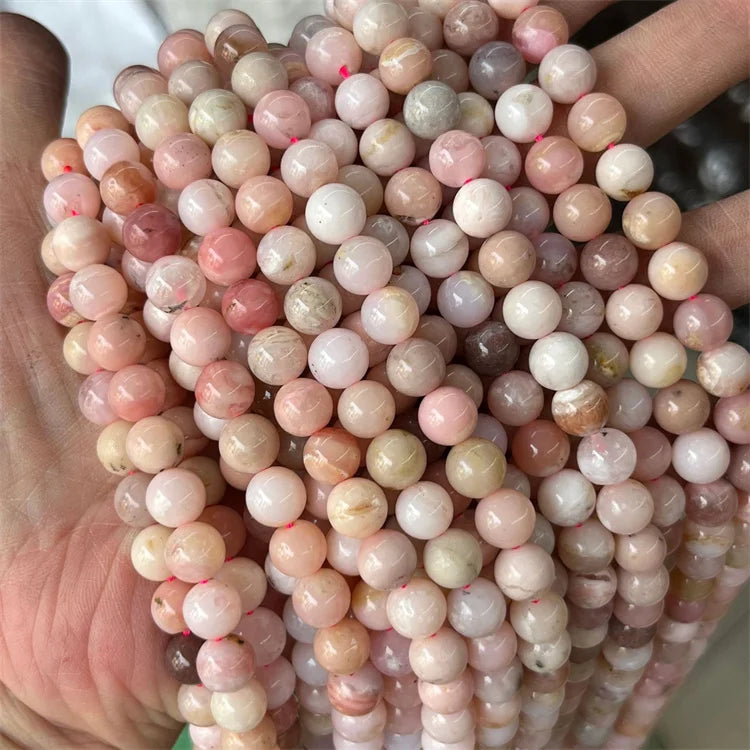 Natural Peruvian Pink Opal Round Spacer Beads for Jewelry Making