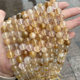 Yellow Quartz Round Spacer Beads for Jewelry Making DIY