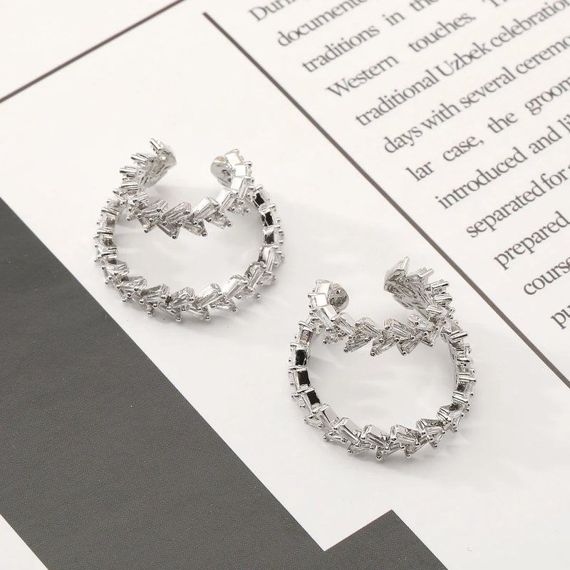 Sweet Women's Zircon Leaf Ear Clip Non-Piercing Earring