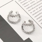 Sweet Women's Zircon Leaf Ear Clip Non-Piercing Earring