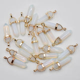 Natural Stone Mixed Charms Hexagonal Healing Reiki Point Pendants 20pcs