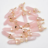 Natural Stone Mixed Charms Hexagonal Healing Reiki Point Pendants 20pcs