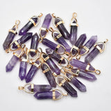 Natural Stone Mixed Charms Hexagonal Healing Reiki Point Pendants 20pcs