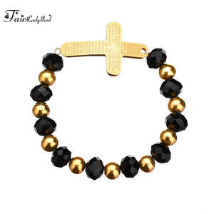 Cross Charm Stainless Steel Bracelet Bangle