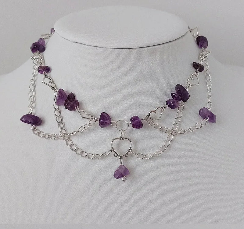 Fairy Elf Amethyst Layered Choker Necklace