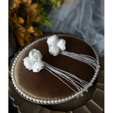 Fairy Flowers Ear Clips Beading Tassel Hand Wedding Bridal Tiara Women Earring