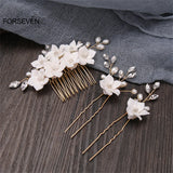 Fairy Flower Hair Combs Pearls Hair Sticks for Women