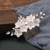 Fairy Flower Hair Combs Pearls Hair Sticks for Women