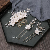 Fairy Flower Hair Combs Pearls Hair Sticks for Women