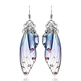 Fairy Wing Butterfly Earrings Clear Crystal Rhinestone Tassel