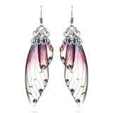 Fairy Wing Butterfly Earrings Clear Crystal Rhinestone Tassel
