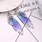 Fairy Wing Butterfly Earrings Clear Crystal Rhinestone Tassel