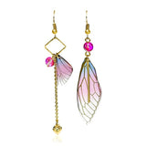 Fairy Wing Butterfly Earrings Clear Crystal Rhinestone Tassel