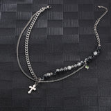 Stainless Steel Bling Chain Pearl Pendant Necklace