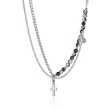 Stainless Steel Bling Chain Pearl Pendant Necklace
