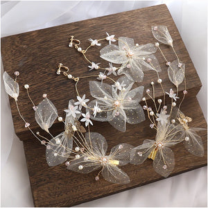 Fairy Sweet Silk Yarn hair clip earrings Bride hair clips for women barrettes