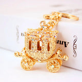 Fairy Tale Carriage Pumpkin Key Chain Ring AB Rhinestone Purse Bag Buckle