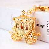 Fairy Tale Carriage Pumpkin Key Chain Ring AB Rhinestone Purse Bag Buckle