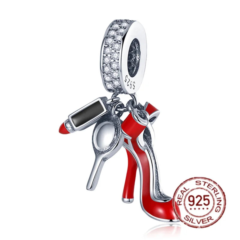 Princess Shoes & Castle Charm for Silver Bracelet