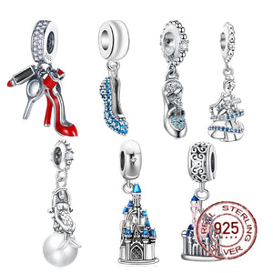 Princess Shoes & Castle Charm for Silver Bracelet