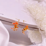 Transparent Resin Goldfish Drop Earrings with Acrylic Animal Koi Dangle
