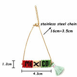 MEXICO Bracelets Stainless Steel Charm Tassel Flag Jewelry