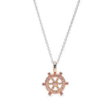 High-quality 925 Bright Polished Ball Rose Rudder Helmet Necklace