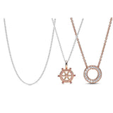 High-quality 925 Bright Polished Ball Rose Rudder Helmet Necklace