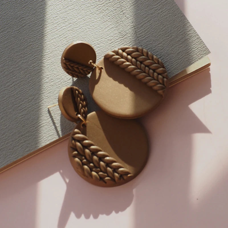 Braided Pattern Clay Earring Dangle Sets
