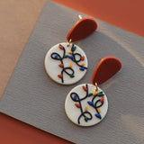 Christmas Bow Ribbon Bell Polymer Clay Earrings Set