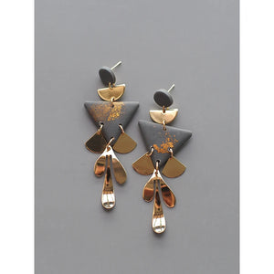 Ethic Brass Metal Dangle Pendant Statement Earrings