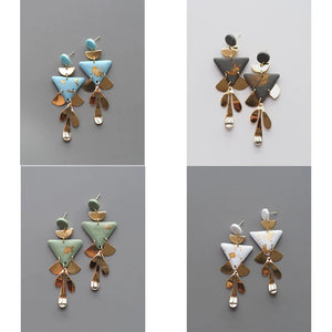 Ethic Brass Metal Dangle Pendant Statement Earrings