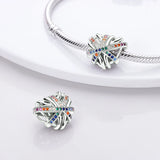 Family Heart Charm Zircon Silver Beads for Bracelet Necklace Pendent
