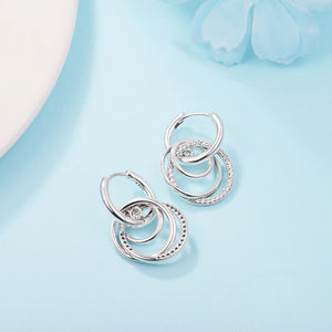 Family Engraved Hoop Earrings Sterling Silver Jewelry For Women