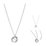 Family Heart Disc Pendant Necklace Silver 925 Lobster Clasp Chain