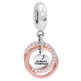 Family Always Encircled Rose Mom Infinite Heart Double Pendant Bead