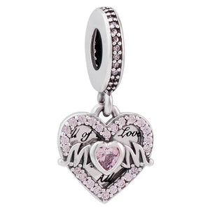 Family Always Encircled Rose Mom Infinite Heart Double Pendant Bead