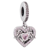 Family Always Encircled Rose Mom Infinite Heart Double Pendant Bead