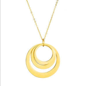 Personalized Family Name Necklace Circles Pendant 18K Stainless Steel Mom Namepl