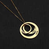 Personalized Family Name Necklace Circles Pendant 18K Stainless Steel Mom Namepl