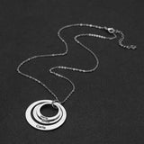 Personalized Family Name Necklace Circles Pendant 18K Stainless Steel Mom Namepl