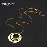 Personalized Family Name Necklace Circles Pendant 18K Stainless Steel Mom Namepl