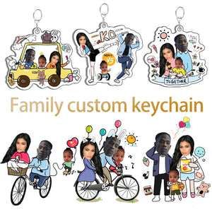 Family Photo Keychain Personalized Pendant Baby Mom Dad Child