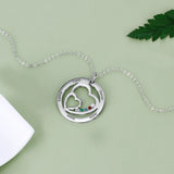 Family Birthstone Necklace with Name Engraving - Heart Pendant for Mom
