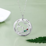 Family Birthstone Necklace with Name Engraving - Heart Pendant for Mom